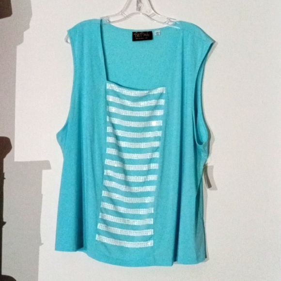 Vtg Bob Mackie Wearable Art Top 3X blue - Picture 1 of 5